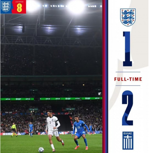 欧国联-英格兰1-2遭希腊绝杀 贝林厄姆远射破门希腊三球被吹 欧国联-英格兰1-2遭希腊绝杀 贝林厄姆远射破门希腊三球被吹