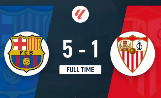 西甲-巴萨5-1塞维各赛事3连胜3分领跑 莱万&托雷双响 加维时隔11个月复出