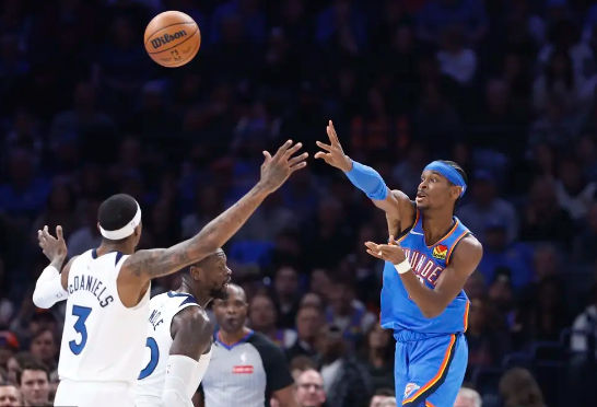 SGA40分 哈滕15+10 华子20+7 雷霆拒逆转擒狼豪取12连胜 SGA40分 哈滕15+10 华子20+7 雷霆拒逆转擒狼豪取12连胜