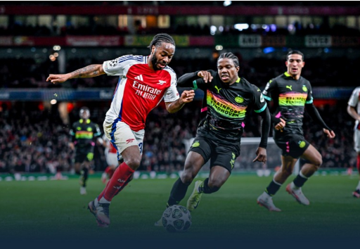 欧冠- 阿森纳2-2埃因霍温，斯特林助攻梅开二度，阿森纳总比分9-3晋级